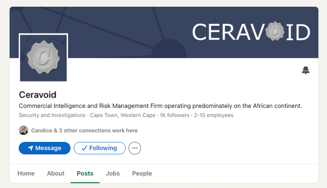 Ceravoid LinkedIn Screenshot